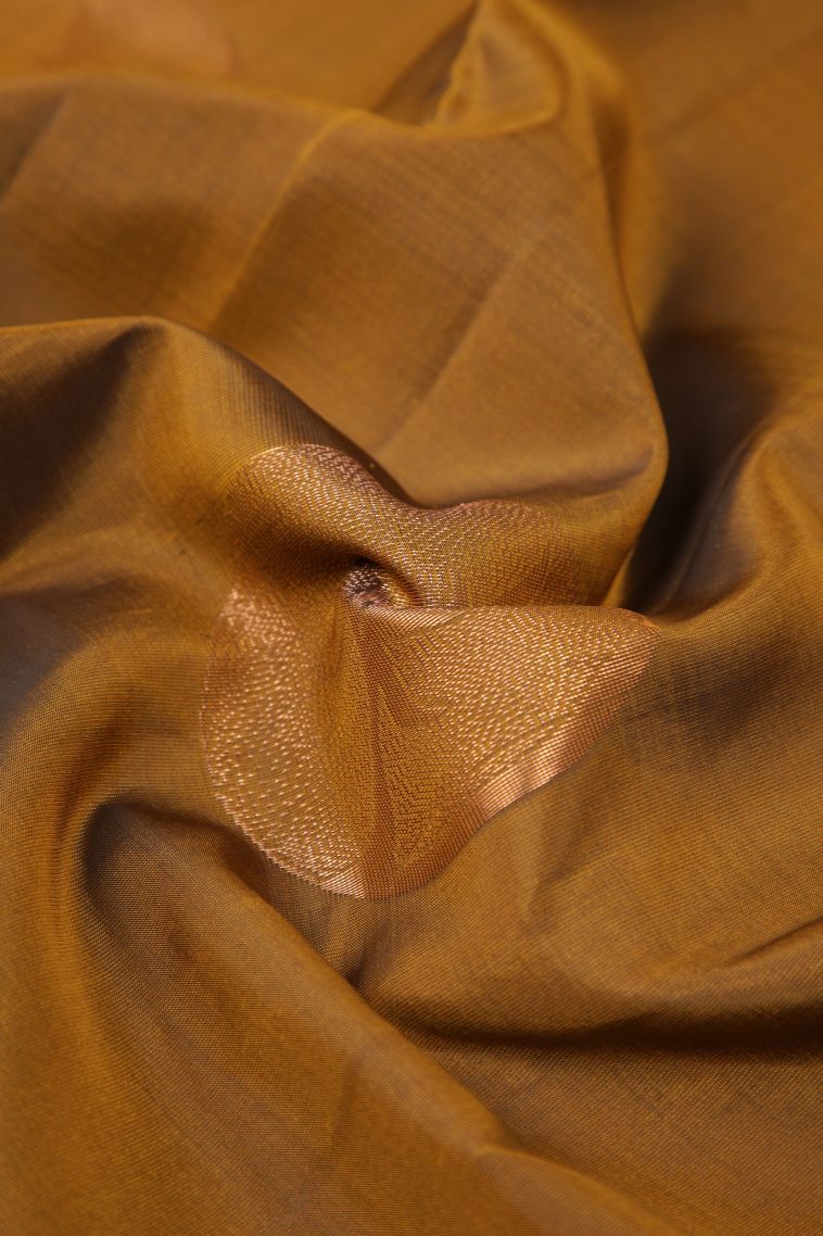 Cider Orange Soft Silk Saree with Copper Zari Buttis (small Dots Or Motifs) view 4