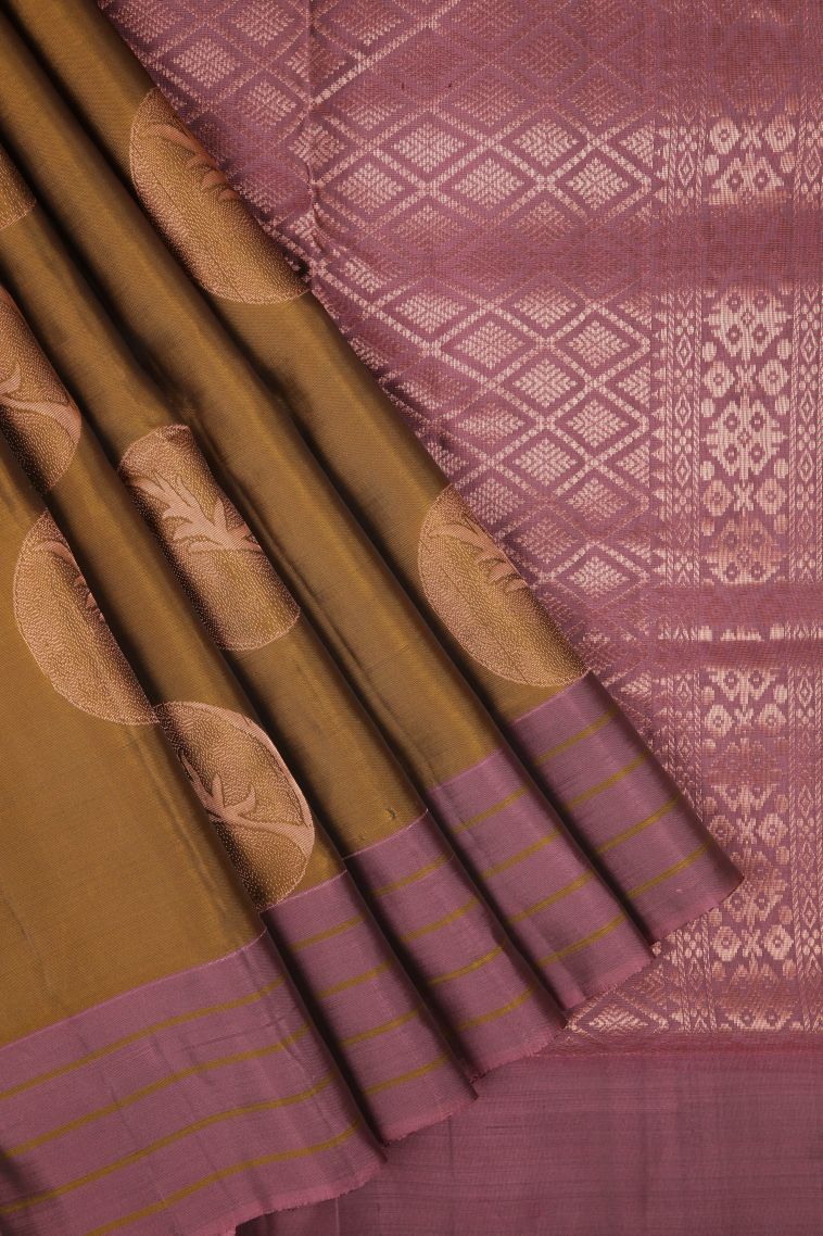 Cider Orange Soft Silk Saree with Copper Zari Buttis (small Dots Or Motifs) view 1