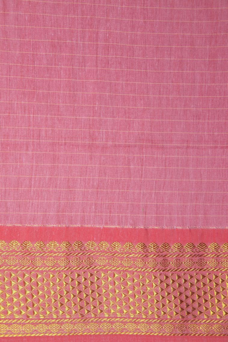 Ballet Pink Kalyani Cotton with Without Zari Zari Checks view 3