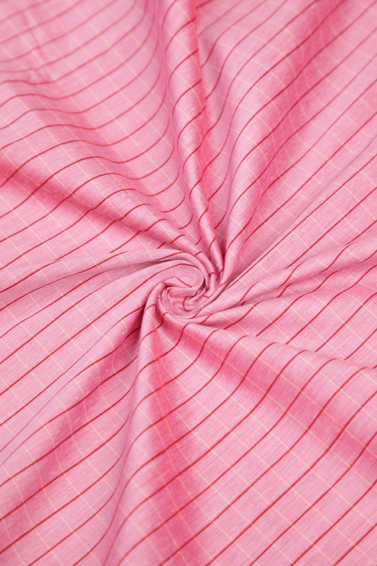 Ballet Pink Kalyani Cotton with Without Zari Zari Checks view 4