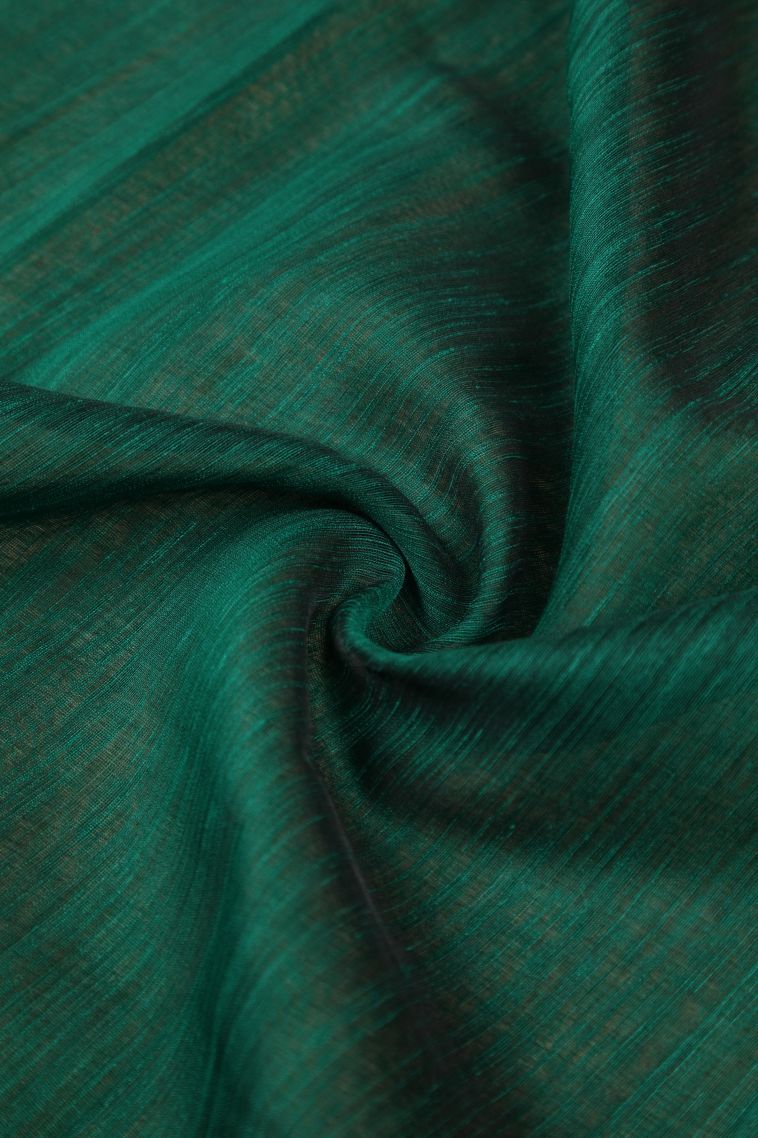 Emerald Green Tussar Saree with Without Zari Zari Plain view 4