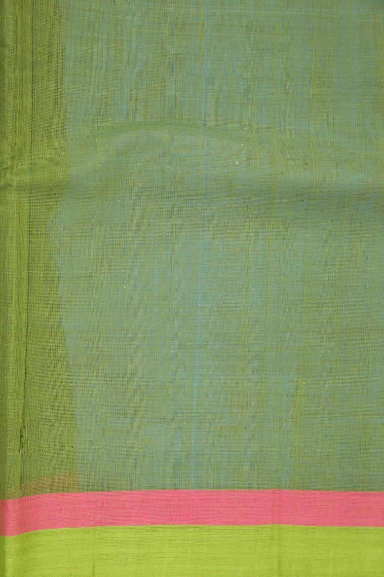 Arctic Blue Pure Handloom Kovai Cotton with Without Zari Zari Buttis (small Dots Or Motifs) view 3