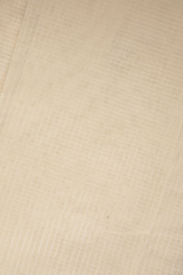 Cream White Tussar Saree with Without Zari Zari Buttis (small Dots Or Motifs) view 3