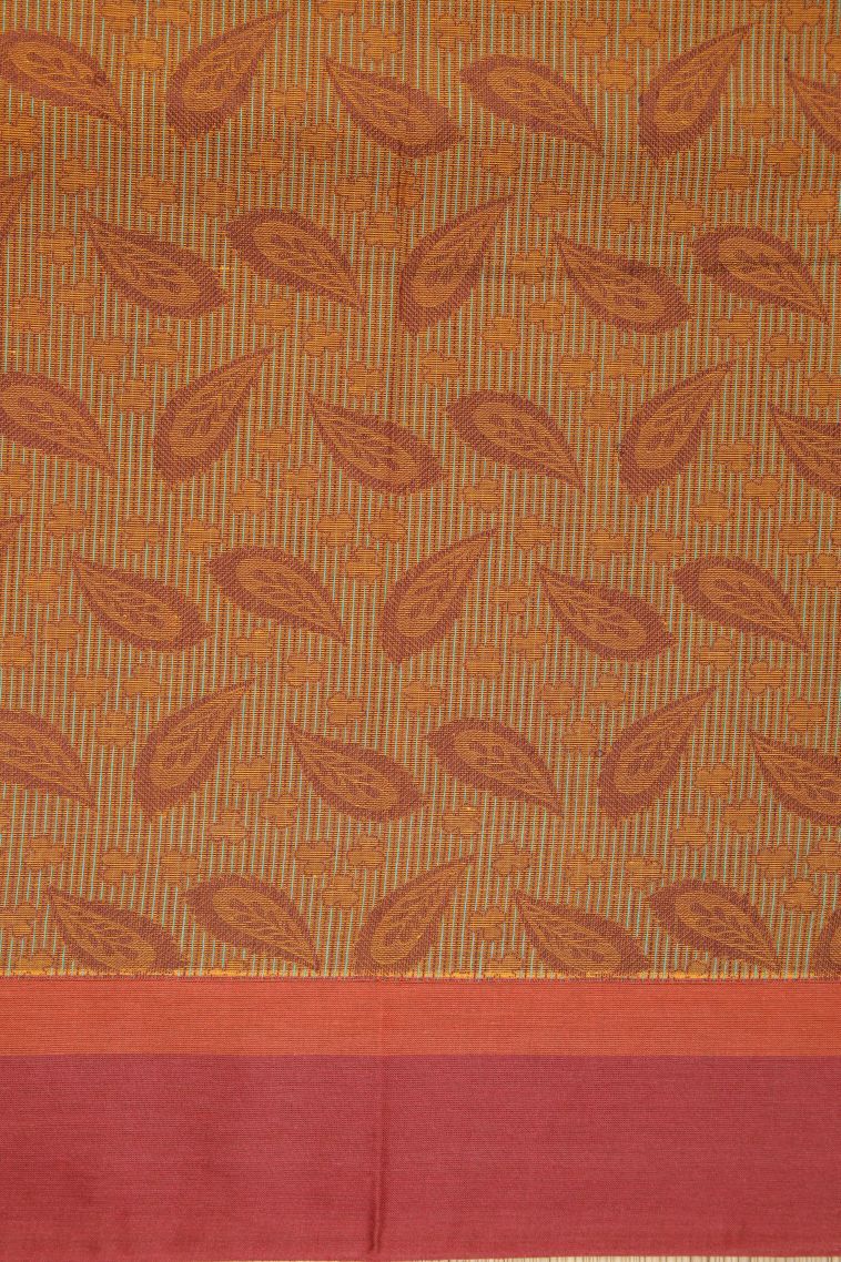 Honey Orange Kovai Cotton Sarees with Without Zari Zari Buttis (small Dots Or Motifs) view 3