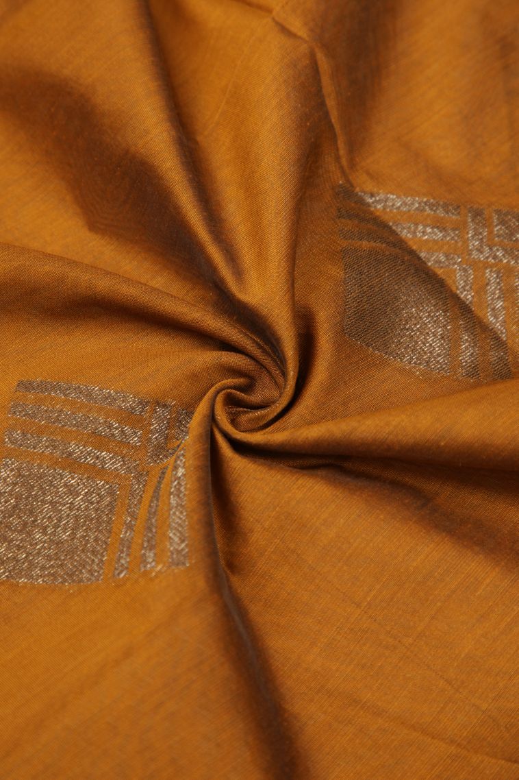 Rich Gold Silk Cotton Sarees with Silver Zari Buttis (small Dots Or Motifs) view 4