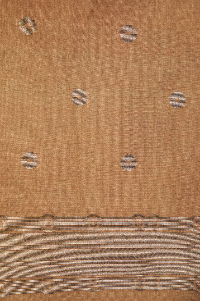 Gray Black Tussar Saree with Bronze Zari Stripes view 3