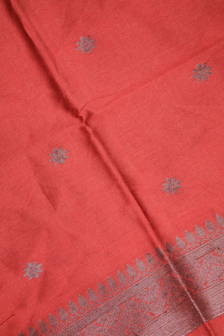Gold Tussar Saree with Bronze Zari Buttis (small Dots Or Motifs) view 3