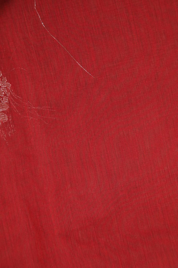 Rose  Red Silk Cotton Sarees with Silver Zari Buttis (small Dots Or Motifs) view 3