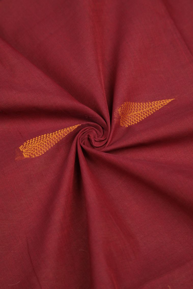 Berry Red Pure Handloom Kovai Cotton with Without Zari Zari Buttis (small Dots Or Motifs) view 4