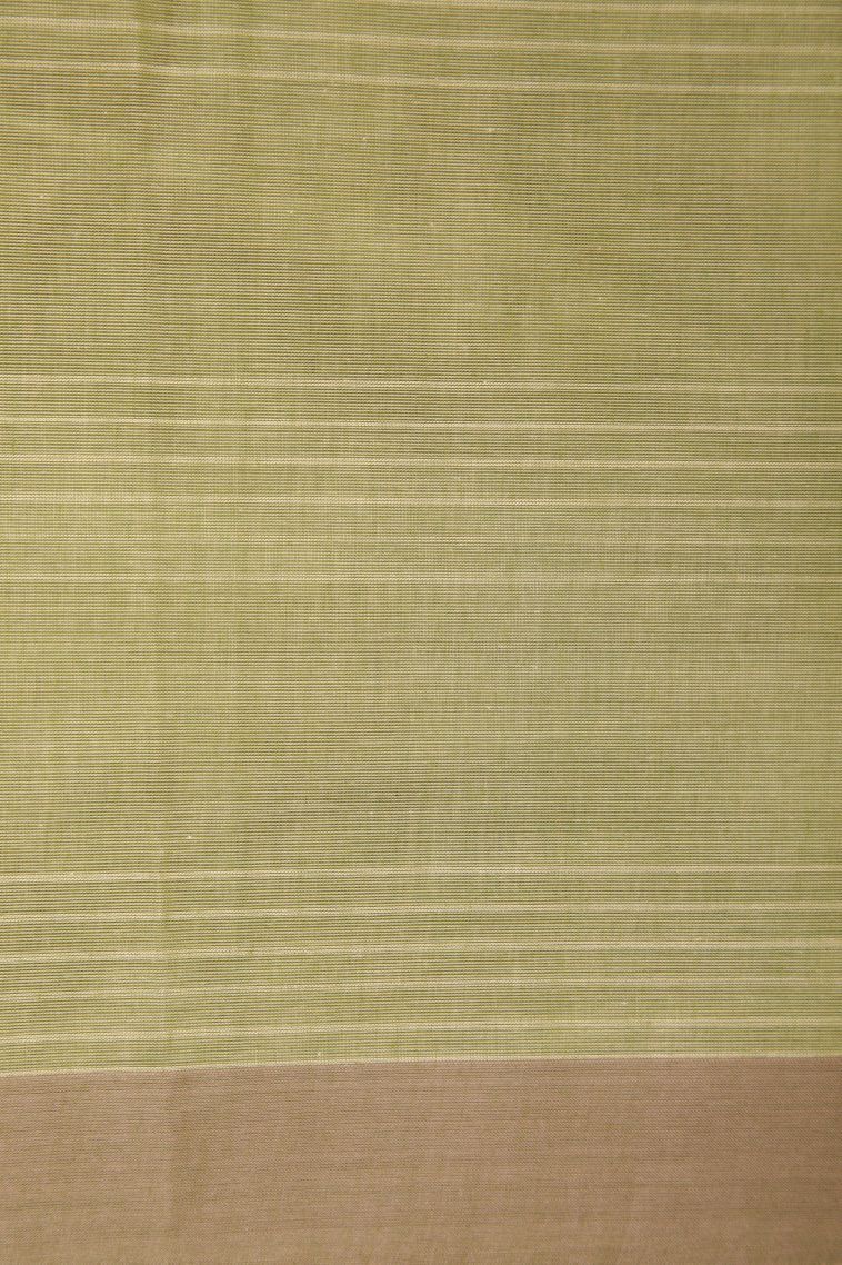 Olive Green Kovai Cotton Sarees with Without Zari Zari Stripes view 3