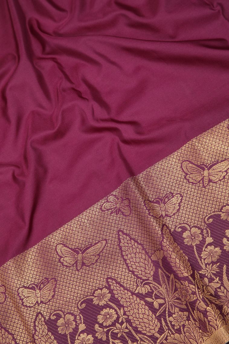 Taffy Pink Samudrika Pattu with Copper Zari Floral Patterns view 3