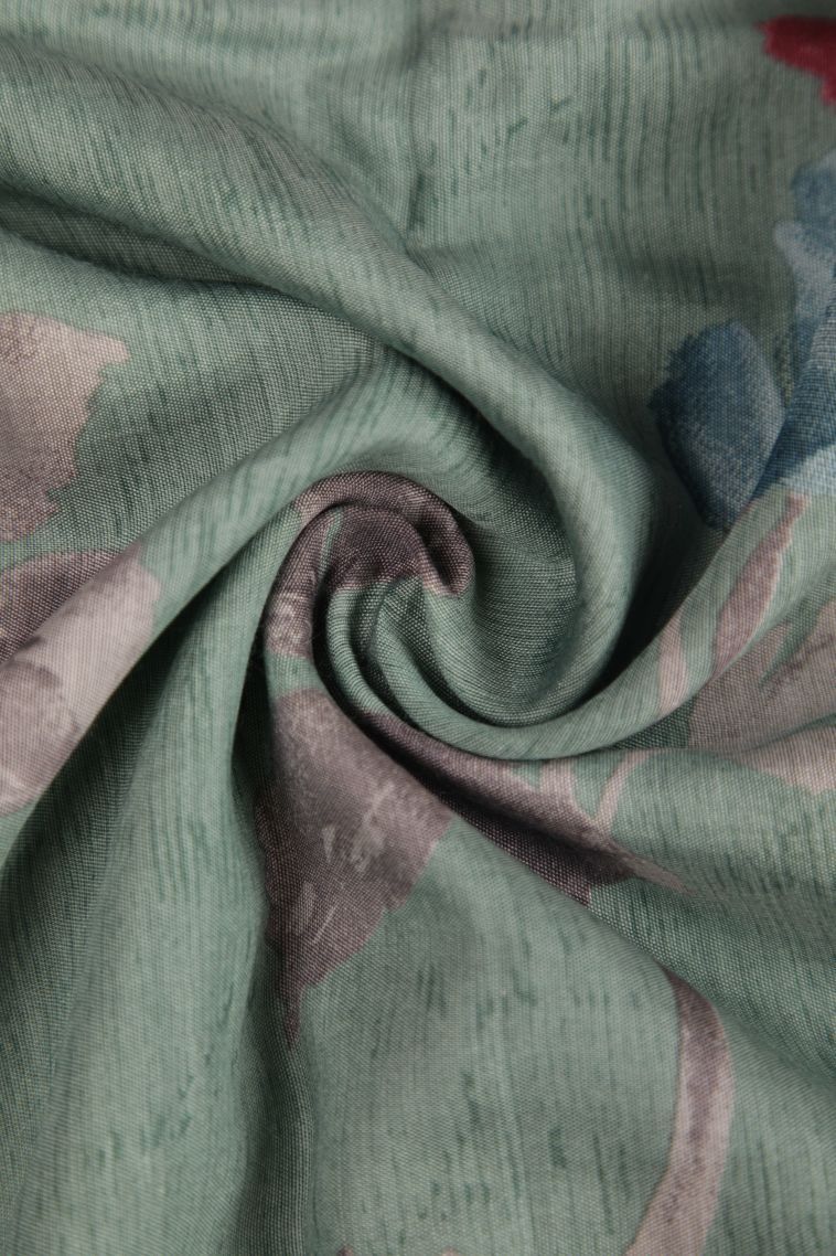 Sapphire Blue Fancy Saree with Silver Zari Floral Patterns view 4