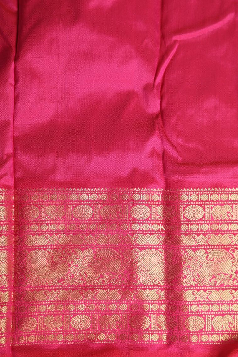 Arctic Blue Kanchipuram Silk Sarees with Gold Zari Animal And Bird Motifs view 3