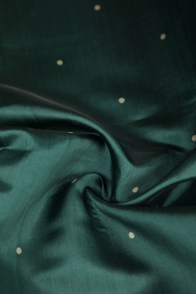 Pine Green Fancy Saree with Without Zari Zari Buttis (small Dots Or Motifs) view 4