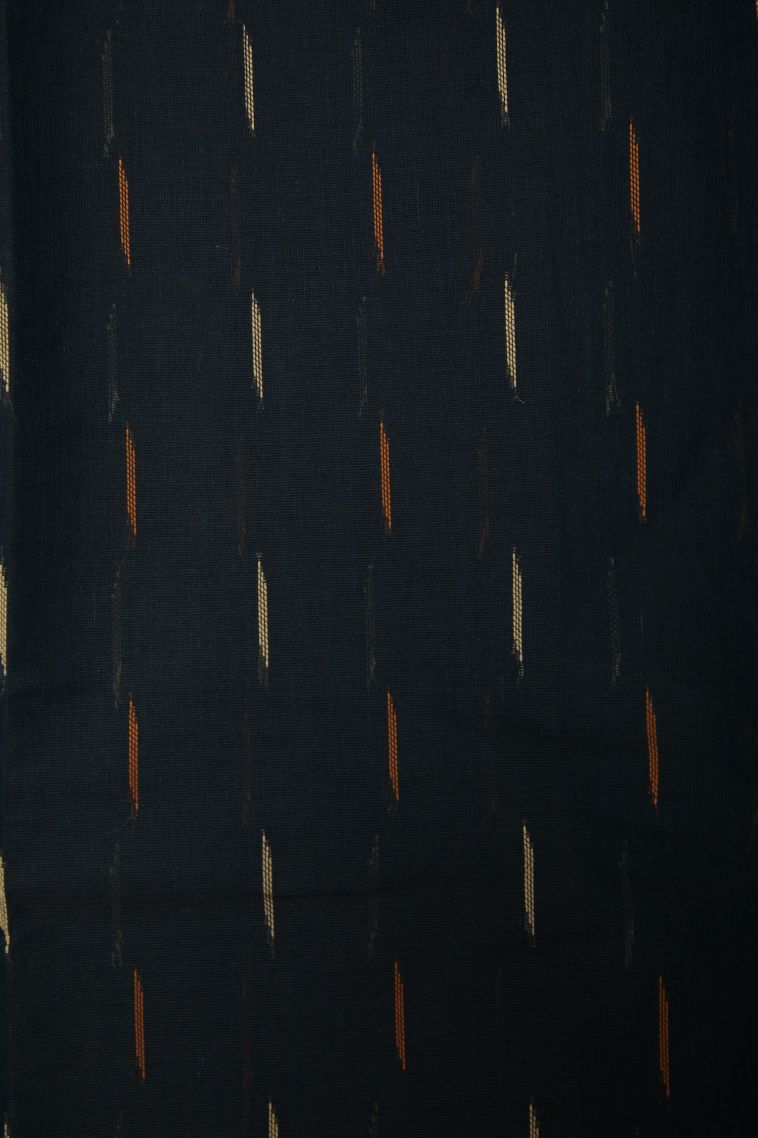 Denim Blue Cotton Sarees with Without Zari Zari Buttis (small Dots Or Motifs) view 3