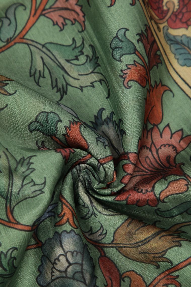 Pistachio Green Fancy Saree with Without Zari Zari Floral Patterns view 4