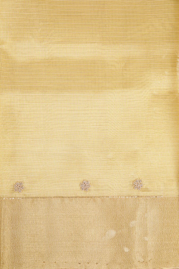Macaroon Yellow Fancy Saree with Copper Zari Plain view 3