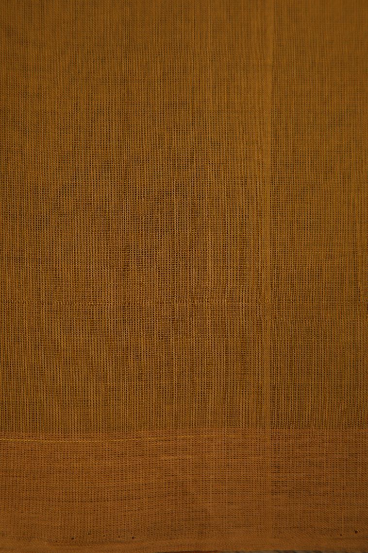 Merigold Orange Pure Handloom Kovai Cotton with Gold Zari Floral Patterns view 3