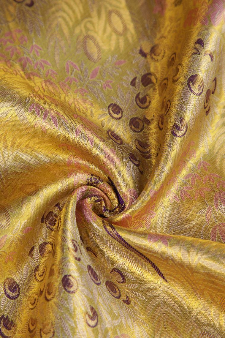 Gold Kanchipuram Silk Sarees with Gold And Silver Zari Animal And Bird Motifs view 4