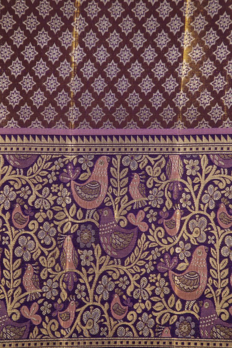 Gold Kanchipuram Silk Sarees with Gold And Silver Zari Animal And Bird Motifs view 3