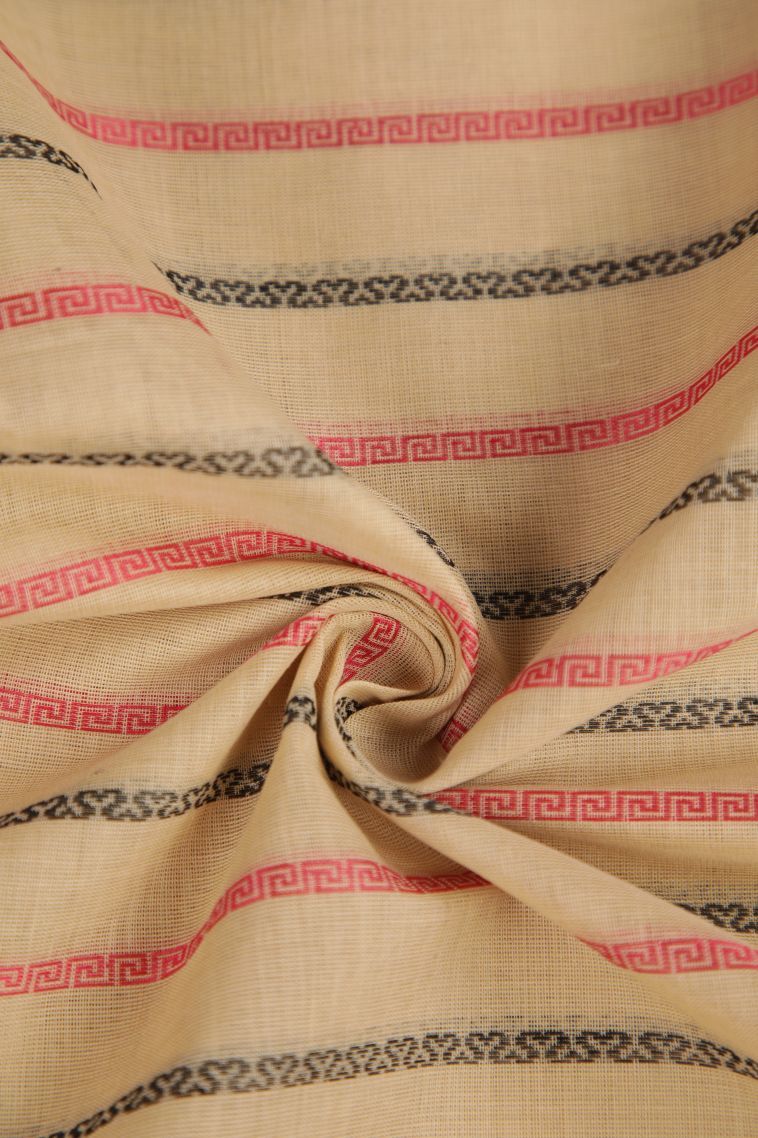 Vanilla Custard Yellow Chettinad Cotton Sarees with Without Zari Zari Stripes view 4
