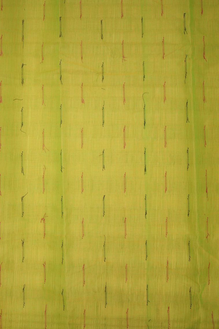 Pear Green Kanchi Cotton Sarees with Without Zari Zari Buttis (small Dots Or Motifs) view 3