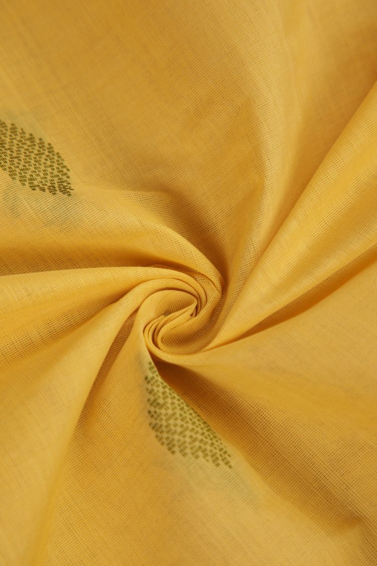 Lemon Yellow Pure Handloom Kovai Cotton with Without Zari Zari Floral Patterns view 4