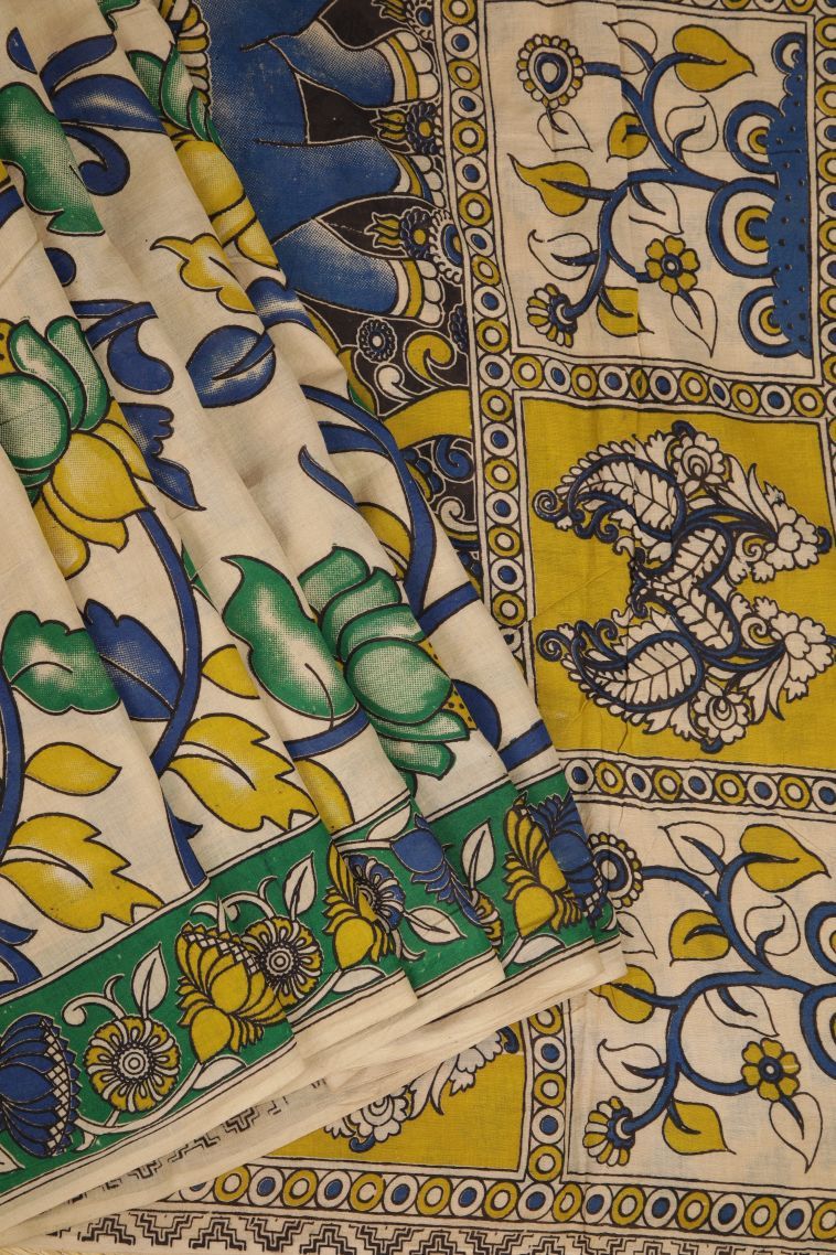 Cookie Yellow Cotton Sarees with Without Zari Zari Floral Patterns view 1