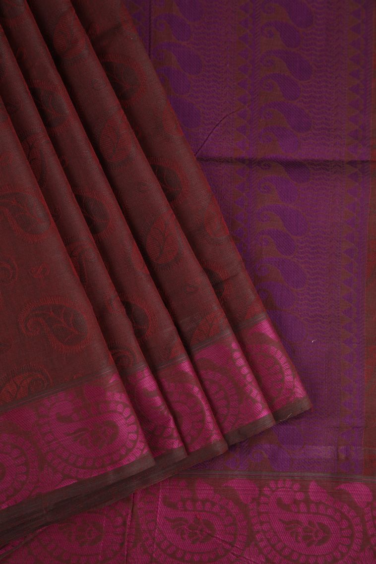 Lipstick Red Kovai Cotton Sarees with Without Zari Zari Manga view 1