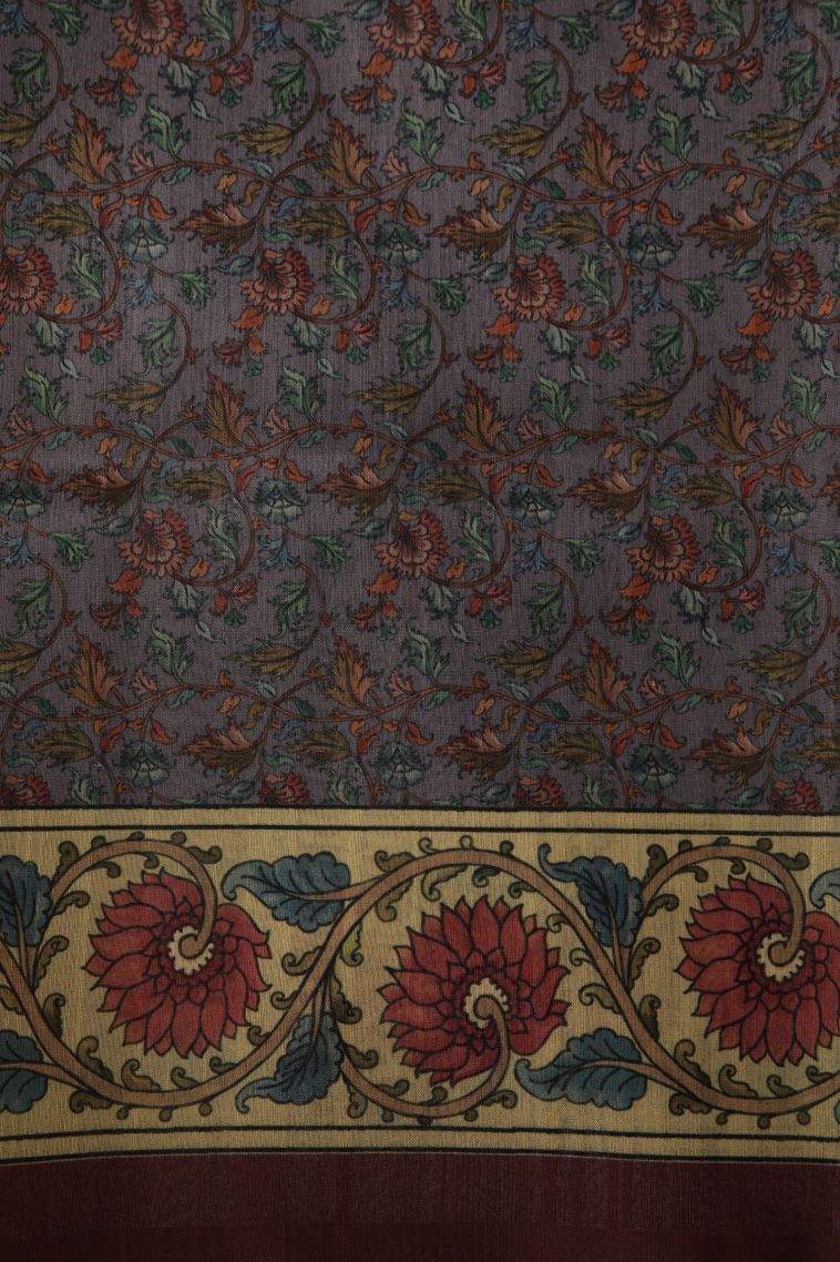 Stone Blue Fancy Saree with Without Zari Zari Floral Patterns view 3