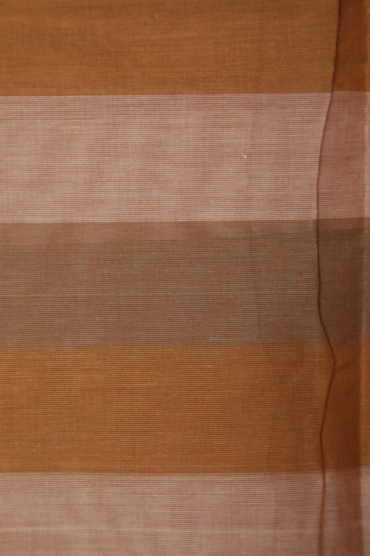 Tawny Brown Kanchi Cotton Sarees with Gold Zari Geometric Shapes view 3