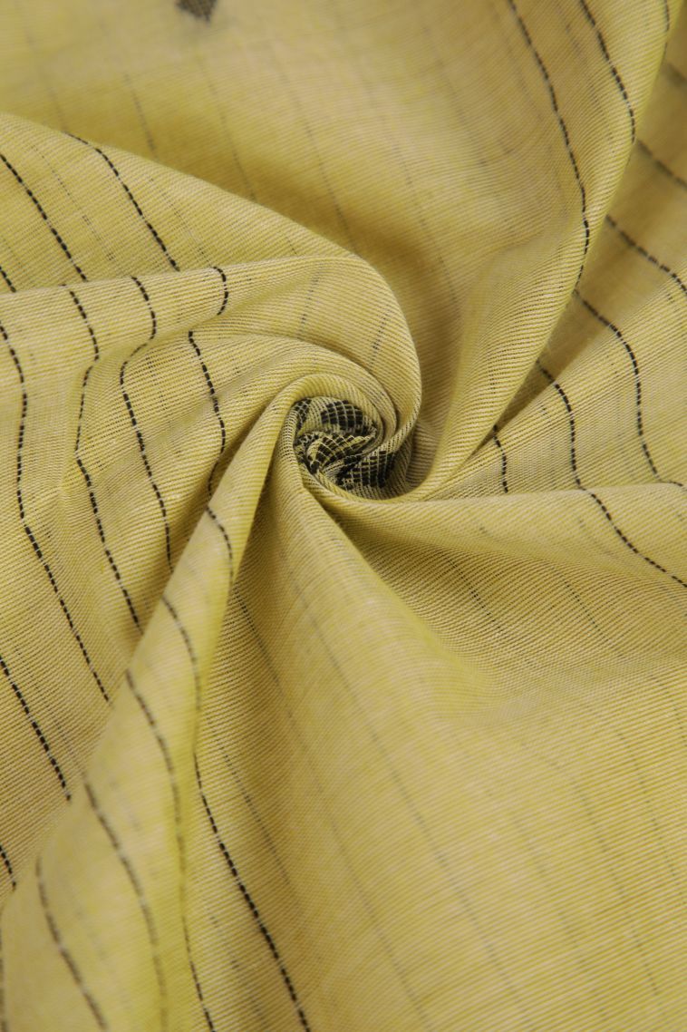 Oyster Yellow Kanchi Cotton Sarees with Without Zari Zari Stripes view 4