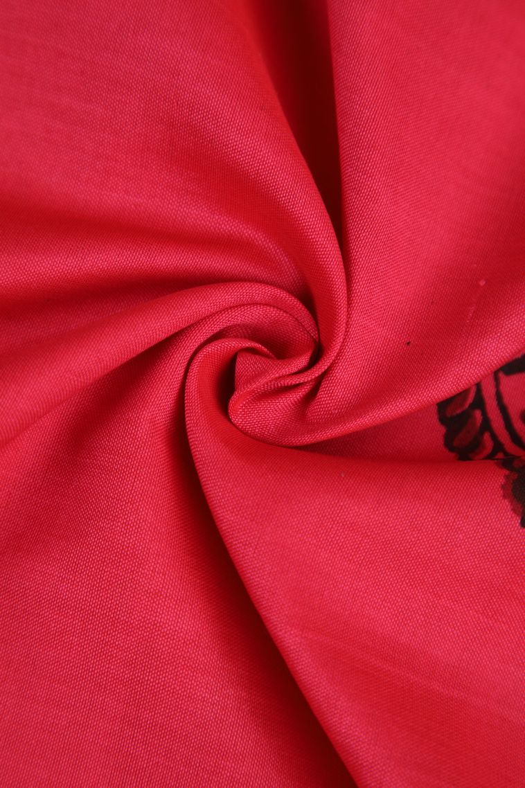 Strawberry Pink Poly Cotton Sarees with Without Zari Zari Floral Patterns view 4