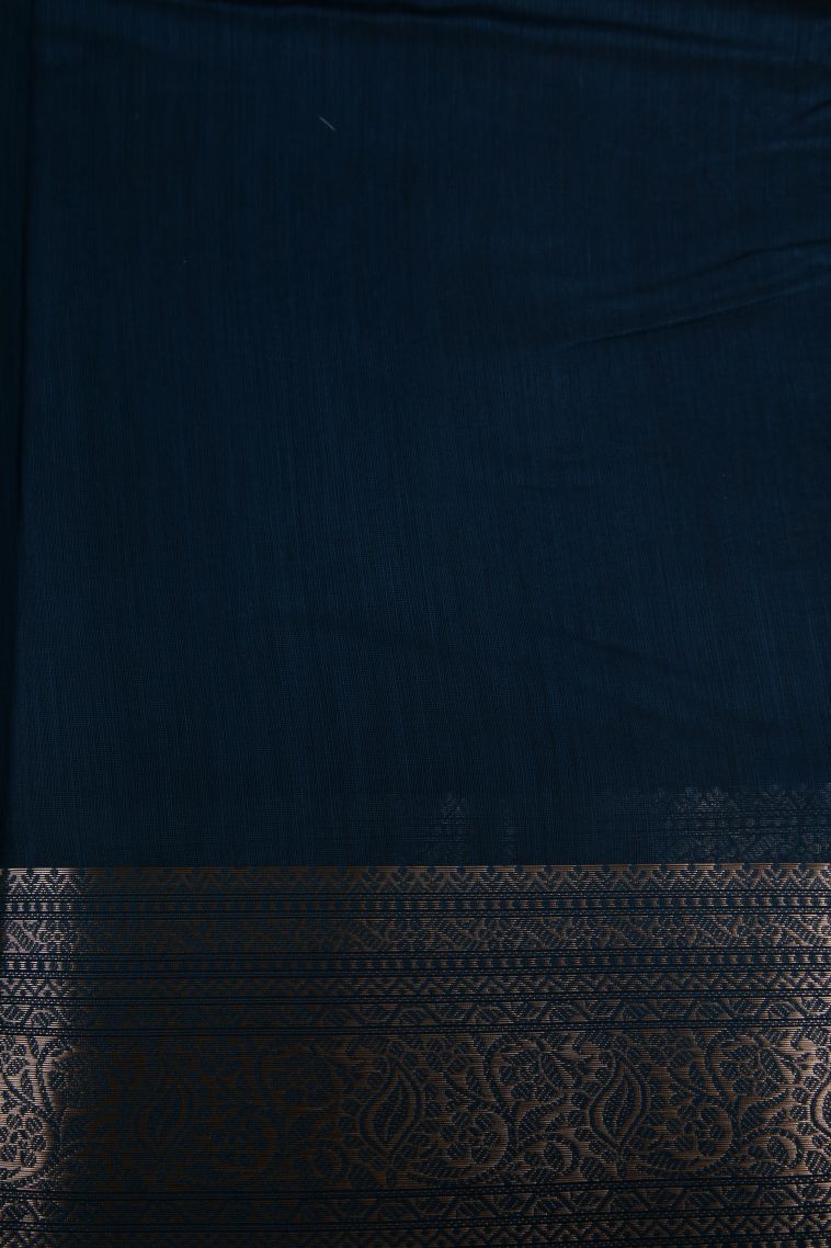 Admiral Blue Fancy Saree with Silver Zari Floral Patterns view 3