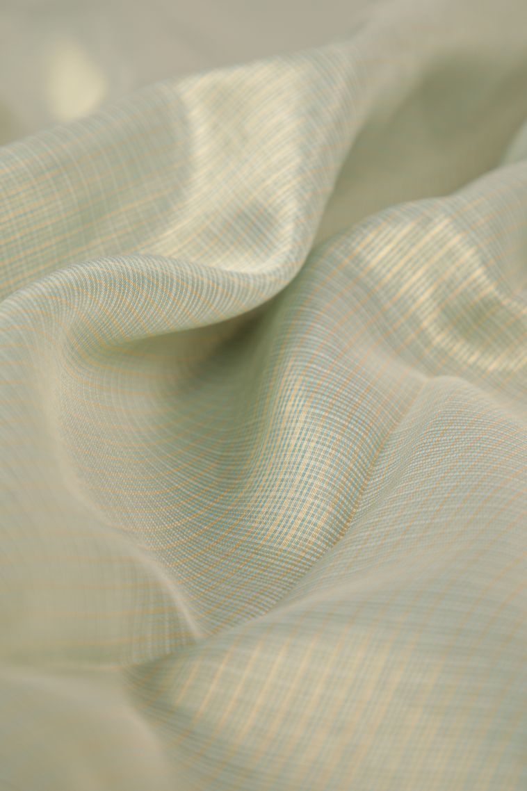 Sapphire Blue Fancy Saree with Copper Zari Plain view 4