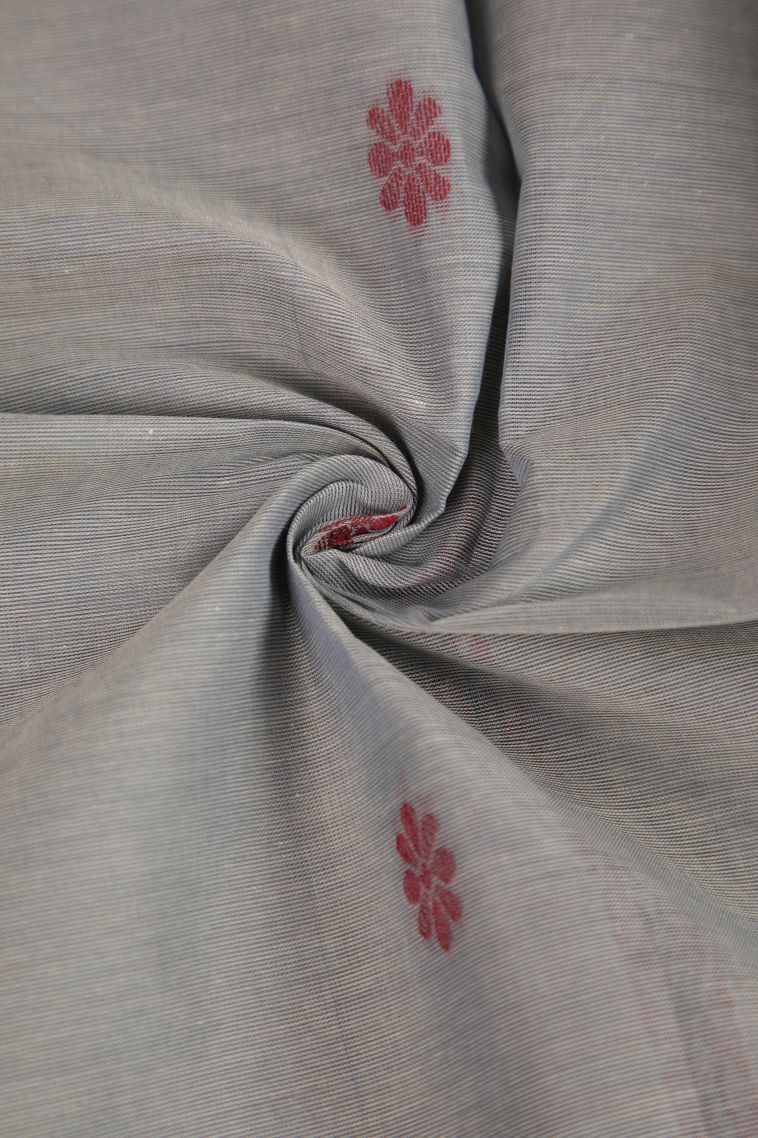 Gray Black Pure Handloom Kovai Cotton with Without Zari Zari Floral Patterns view 4