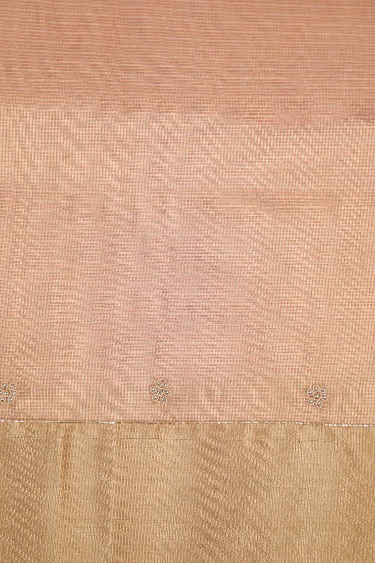 Flamingo Pink Fancy Saree with Copper Zari Plain view 3