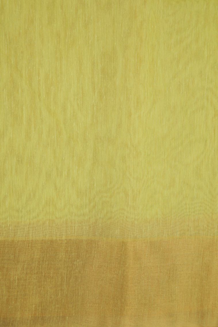 Lemon Yellow Silk Cotton Sarees with Copper Zari Stripes view 3