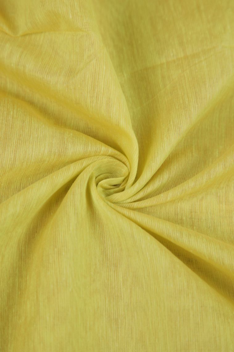 Lemon Yellow Silk Cotton Sarees with Copper Zari Stripes view 4