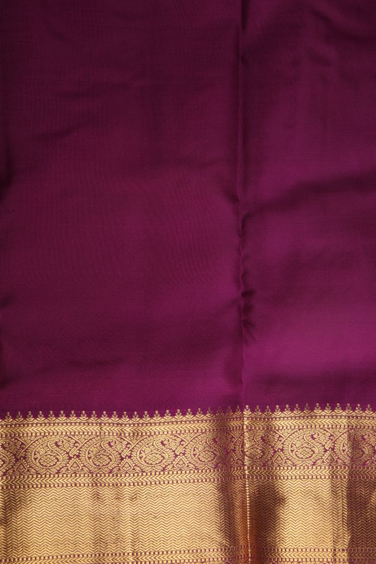 Moccon Green Soft Silk Saree with Gold Zari Floral Puttas view 3