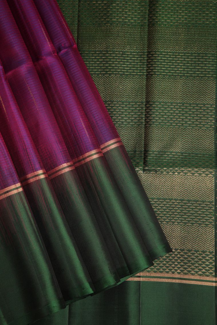 Magenta Purple Soft Silk Saree with Gold Zari Raindrops Model view 1