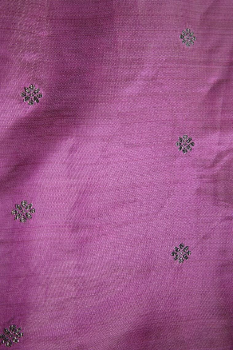 Taffy Pink Raw Silk Sarees with Without Zari Zari Floral Patterns view 3