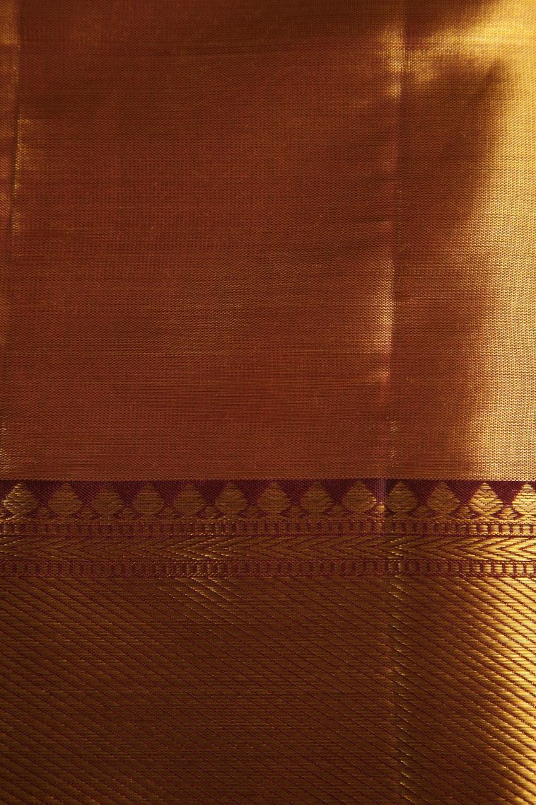 Crepe Pink Kanchipuram Silk Sarees with Gold Zari Floral Patterns view 3