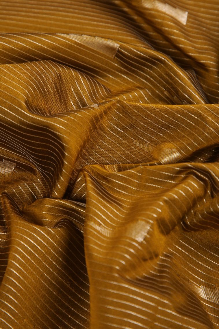 Parmesean Yellow Soft Silk Saree with Silver Zari Geometric Shapes view 4