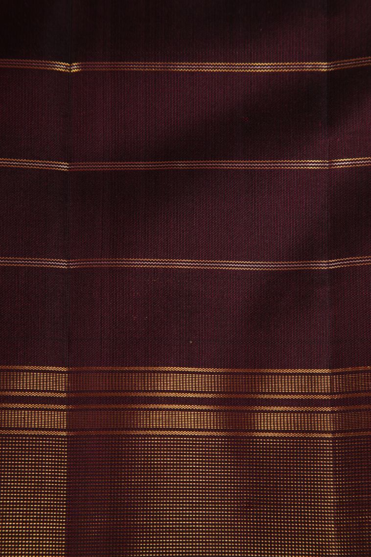 Bosenberry Purple Kanchipuram Silk Sarees with Gold Zari Checks And Puttas view 3