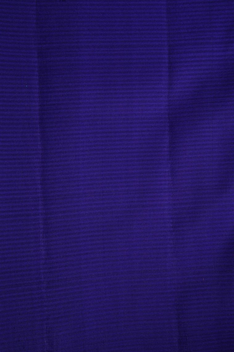 Cobalt Blue Soft Silk Saree with Gold Zari Floral Puttas view 3