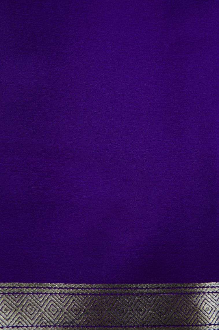 Viola Purple Mysore Silk with Gold Zari Plain view 3