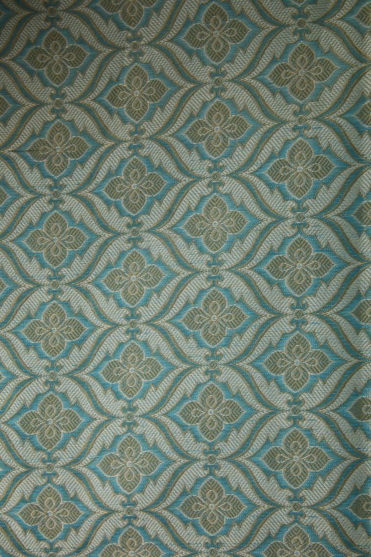 Cerulean Blue Manipuri Cotton Sarees with Gold Zari Floral Patterns view 3