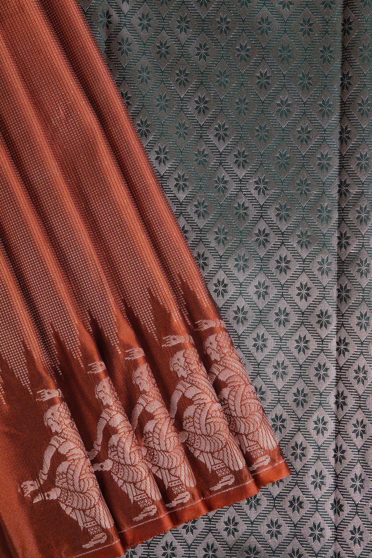 Brunette Brown Soft Silk Sarees with Gold Zari Vaira Oosi view 1