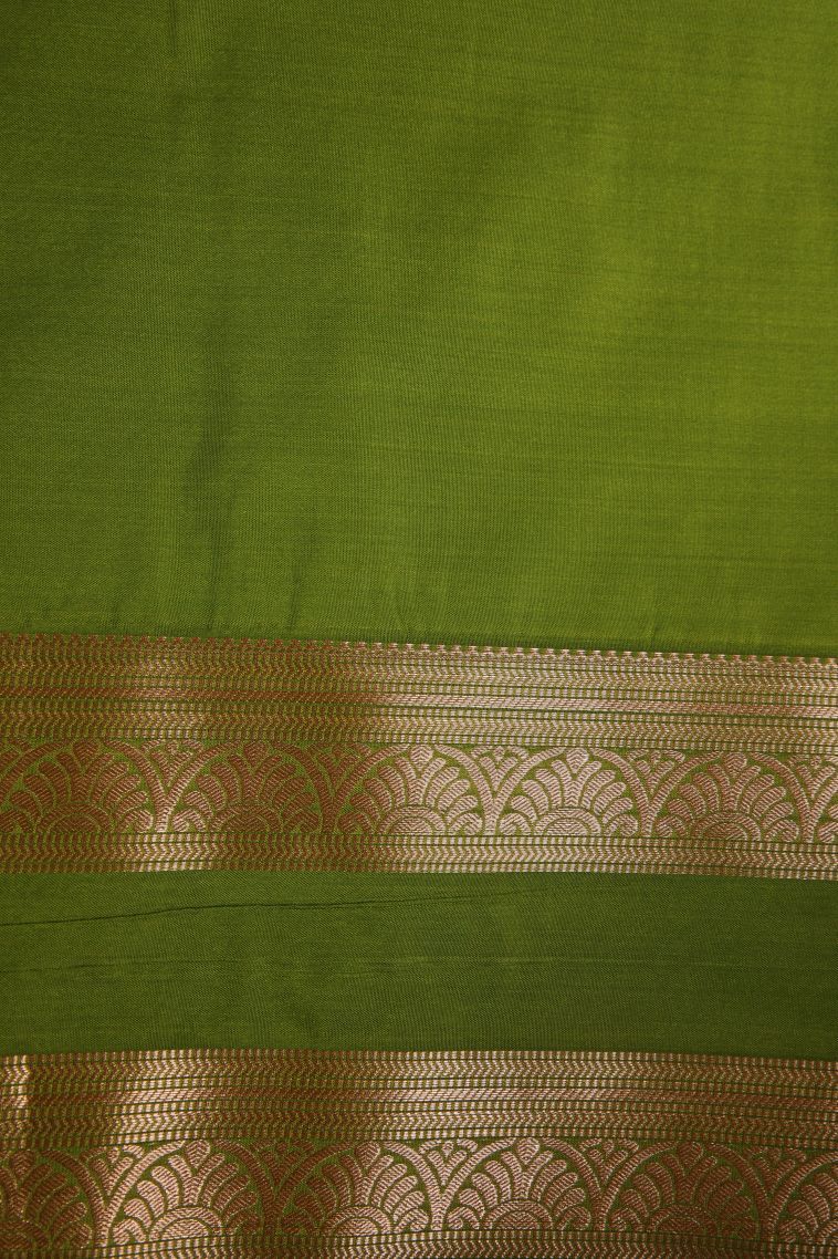 Damp Black Soft Silk Saree with Copper Zari Geometric Shapes view 3